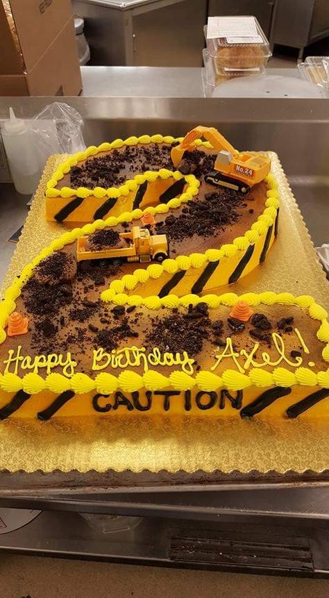 Construction Cake Number 2 Construction Birthday Cake, Number 3 Construction Cake, Excavator Birthday Party Cake, 2nd Birthday Construction Cake, Number 2 Construction Cake, 3 Construction Cake, Construction Number Cake, Construction Sheet Cake, Road Construction Cake