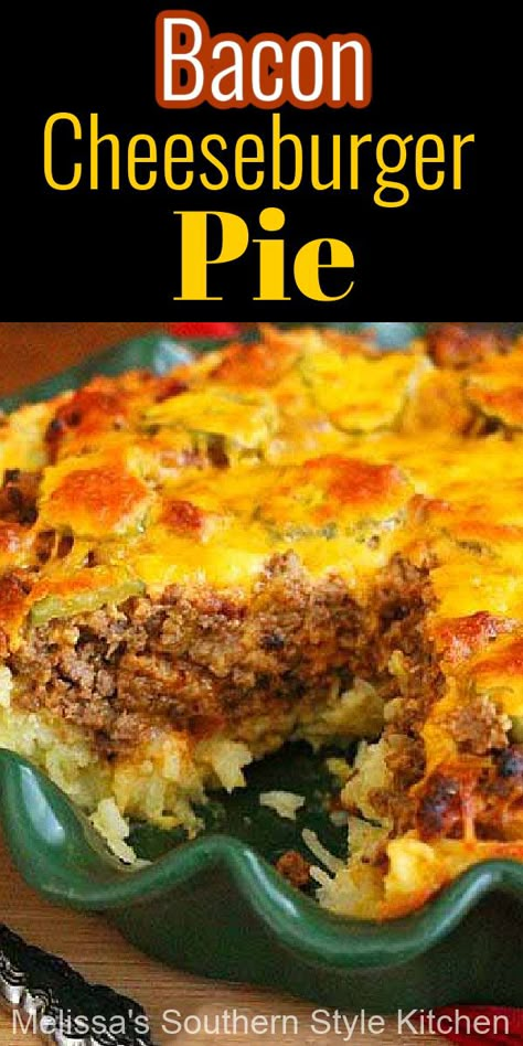 Bacon Cheeseburger Pie, Farmhouse Cooking, Hamburger Seasoning, Cheeseburger Pie, Pantry Recipes, Cheeseburger Casserole, Cheese Burger, Hamburger Recipes, Bacon Cheeseburger