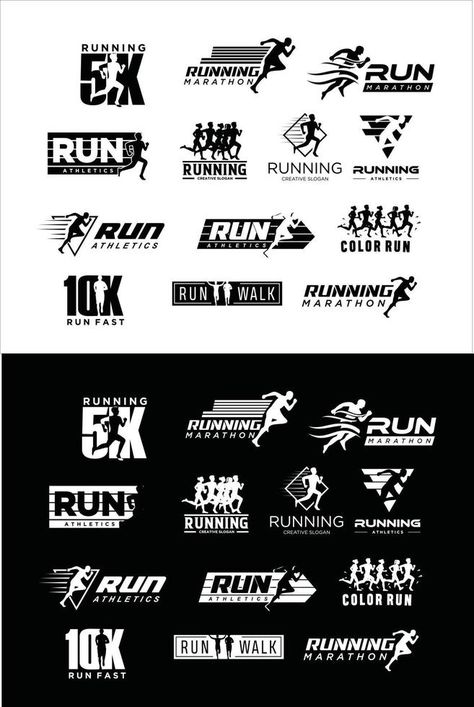 Set Of Run Logo silhouette Design Running sport concept Fun Run Logo Ideas, Running Club Tshirt Design, Track Logo Design, Running Logo Design Sports, Sports Brand Logo Design, Running Team Logo, Run Logo Design Ideas, Sports Logos Design, Sport Logo Ideas