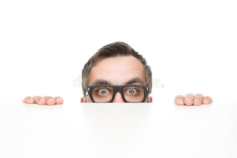 Nerd peeking. Funny nerd peeking from behind the desk isolated on white backgrou , #Sponsored, #Funny, #nerd, #Nerd, #peeking, #white #ad Peeking Reference, Performance Reviews, Chronic Fatigue, Blog Marketing, Blogging Tips, Business Man, Content Marketing, Psychology, Desk