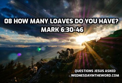 08 How many loaves do you have? Mark 6:30-46 | WednesdayintheWord.com Inductive Bible Study, Gospel Of Mark, Jesus Teachings, Why Jesus, Free Bible Study, The Son Of Man, What Is Your Name, How To Stay Awake, Bible Studies