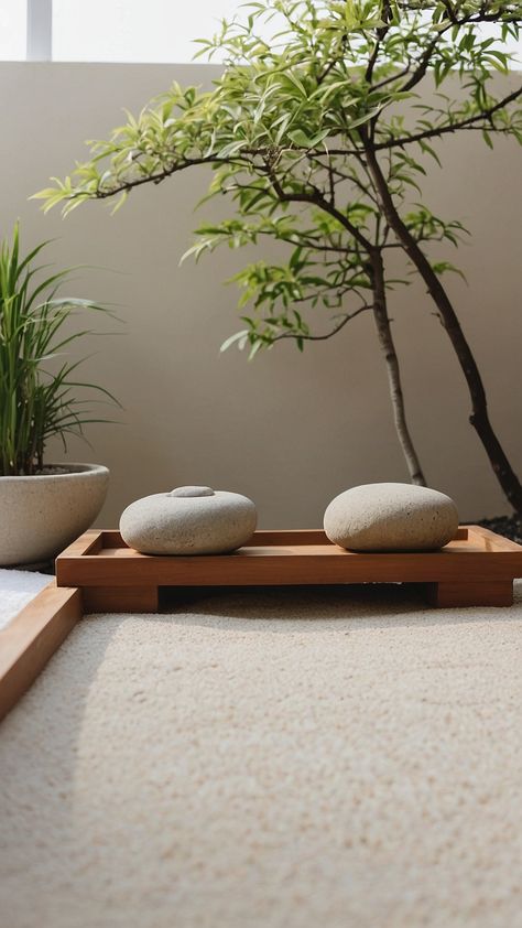 Transform your outdoor space into a tranquil Zen garden oasis with these Japanese-inspired design ideas Discover small modern designs for meditation spaces both indoor and outdoor Get creative with DIY backyards and wooden board Japanese designs Japanese Garden Indoor, Japanese Zen Garden Landscaping, Japanese Patio, Serene Backyard, Indoor Zen Garden, Japanese Garden Backyard, Small Zen Garden, Patio Indoor, Japanese Designs