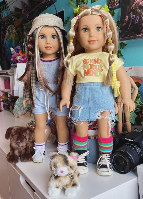 Our Generation Doll Hairstyles, American Doll Hairstyles, American Girl Dolls Aesthetic, American Girl Doll Aesthetic, Ag Doll Hairstyles, Muñeca Baby Alive, Ag Doll House, American Girl Hairstyles, American Girl Birthday Party