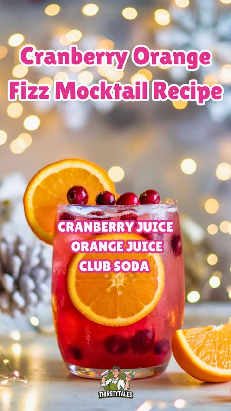 Discover the delightful Cranberry Orange Fizz Mocktail Recipe, a refreshing and festive drink perfect for any occasion! This non-alcoholic Cranberry Orange Fizz combines the vibrant flavors of cranberry and orange for a sparkling treat. Ideal for holiday celebrations, this Cranberry Orange Mocktail Recipe is a must-try. Enjoy a sparkling cranberry orange drink that's both delicious and easy to make. Cranberry Orange Drink, Cranberry Fizz Mocktail, Orange Mocktail Recipes, Orange Mocktail, Fizz Mocktail, Cranberry Fizz, Easy Mocktail Recipes, Orange Drink, Mocktail Drinks