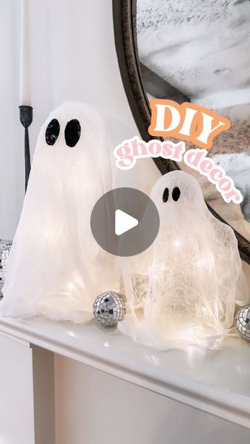 Jordyn Wilson • DIYs ✨ Seasonal Inspo ✨ Motherhood on Instagram: "Comment “ghost” for the link to the gauze clothe I used! As for the forms to create the shape of the ghost, you can use anything around the house (tennis ball taped to the top of a water bottle, etc.).

The key to the plastic wrap, is that it keeps the very gluey gauze clothe from sticking to whatever form you use. I made the mistake of not using that the first time and the cloth was stuck to the form. 

Mixture Ratio:
2 parts modge podge to one part water 

This is the cheapest DIY I think I’ve ever done and is so easy for kids to help with!

#momsofinstagram #diy #halloweendecor #halloweendiy #ghostdecor #halloweencrafts" Diy Ghost Decoration, Cheesecloth Ghost, Diy Ghost, Notes Tips, Gauze Clothing, Ghost Diy, Hanging Ghosts, Ping Pong Balls, Ghost Decoration