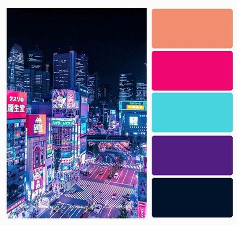 Color Palette Nighttime Scene Night City Color Palette, Night Time Color Palette, Night Color Palette, Mindful Art, City And Colour, City Night, Color Palate, Color Balance, Color Psychology