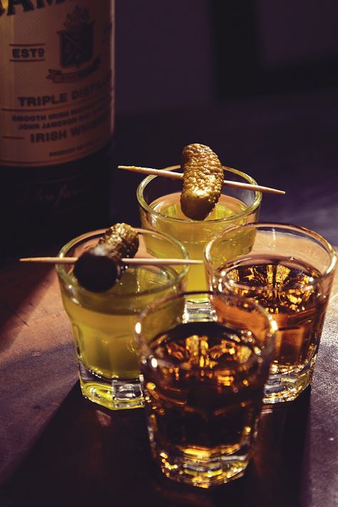 Pickleback Shots, Pickle Cocktail, Pickle Shot, Pickle Back Shots, Pickle Back, Small House Kitchen Ideas, Pickle Party, Meghan Quinn, Pickle Brine