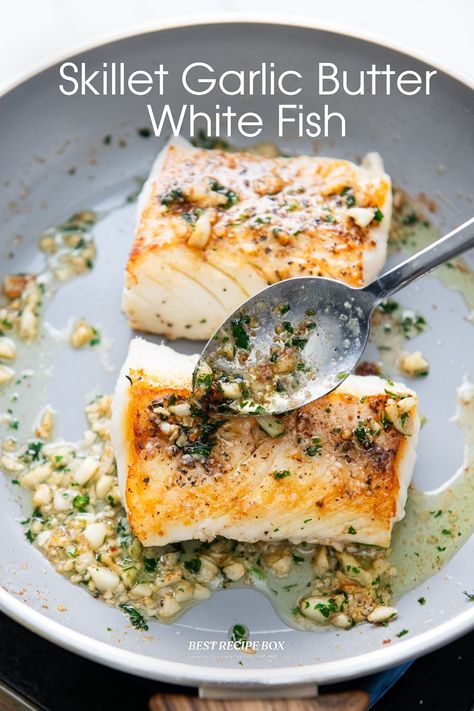 pan fried white fish recipe How To Cook White Fish, White Fillet Fish Recipes, Recipes For White Fish, Cod On Stove Top, Fried White Fish Recipes, White Fish Meals, Pan Fried White Fish, Pan Fry Cod, Whiting Recipes Fish