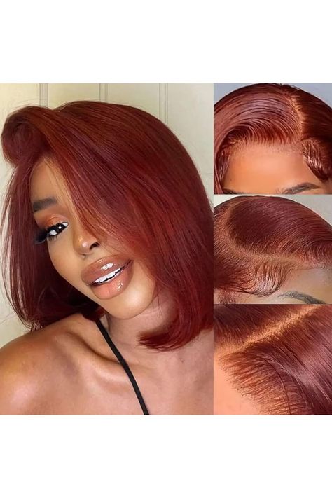 Reddish Brown Short Bob Wig Human Hair 13x4 HD Lace Front Wigs Human Hair Pre Plucked with Baby Hair Glueless Colored 33B Human Hair Wigs 180 Density 10 Inch Brown Short Bob, Short Bob Straight, Bob Straight, Hd Lace Wigs, Straight Lace Front Wig, Auburn Brown, Virgin Hair Wigs, Wig Human Hair, Straight Lace Front Wigs