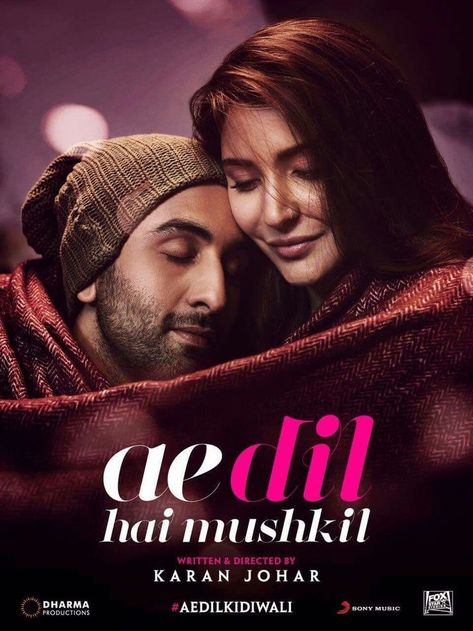 Ae Dil Hai Mushkil, Tam Film, Indian Movie, Bollywood Posters, Bollywood Cinema, Karan Johar, Cinema Movies, Lyrics Quotes, Movie Couples