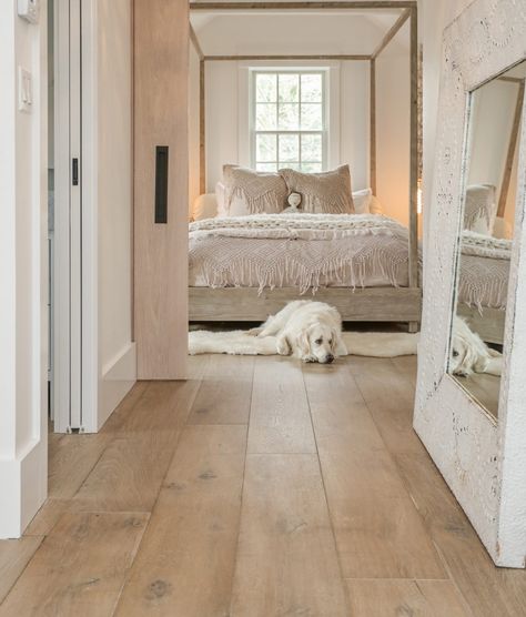 Wide Plank Wood Floors Bedroom, Wood Floor In Bedroom Ideas, Wide Flooring Planks, Large Wood Plank Flooring, Neutral Bedroom Flooring, Lvp Bedroom Flooring, Large Plank Wood Floors, Upstairs Hallway Flooring Ideas, Light Kitchen Flooring