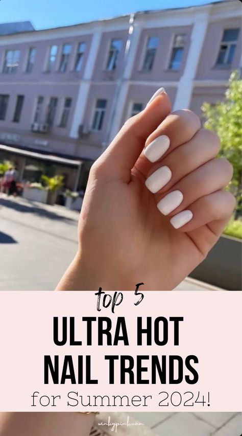 This post is all about the hottest 2024 Summer Nail Trends! From nail shapes to nail designs there is a ton of nail inspo here for your next summer manicure. New Nail Trends, Nail Color Trends, Short Gel Nails, Spring Nail Trends, Summer Manicure, French Nail Designs, Cute Summer Nails, Simple Nail, Summer Nails Colors