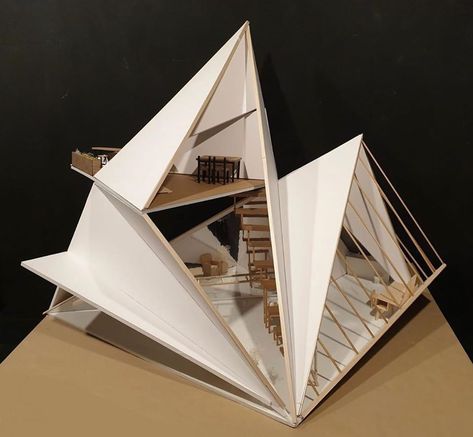 Triangular Architecture, Conceptual Model Architecture, Architecture Design Process, Concept Models Architecture, Paper Architecture, Interior Architecture Drawing, Pavilion Design, Arch Model, Architecture Design Sketch