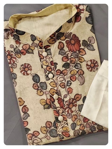 Kalamkari Mens Wear, Kalamkari Kurta Designs For Men, Kalamkari Kurta Designs, Men Printed Kurta, Printed Pathani Kurta For Men, Floral Print Kurta For Men, Kalamkari Kurta, Kurta Designs Men's, Boys Dressy Outfits