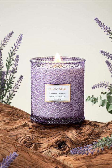 LA JOLIE MUSE Lavender Candle, Candles Gifts for Women, Mother Day Gift, Aromatherapy Candle, Wood Wicked Large Scented Candle, 19.4 Oz Large Scented Candles, Lavender Scented Candle, Provence Lavender, Spring Candles, Candle Gifts, Natural Soy Wax Candles, Wood Wick Candles, Lavender Candle, Rose Candle