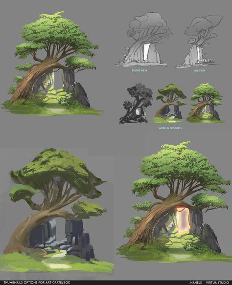 Fantasy Tree Drawing, Alien Fruit, 2d Tree, Portal Art, Fallout Concept Art, Portal Design, Fantasy Tree, Steven Universe Drawing, Environment Props