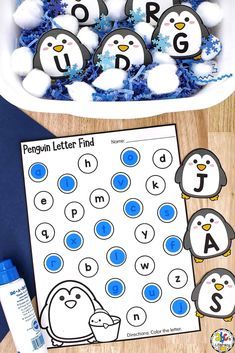 Penguin Alphabet, Polar Bears Preschool, Alphabet Sensory Bin, Bears Preschool, Winter Classroom Activities, January Classroom, Penguin Theme, January Activities, Winter Unit