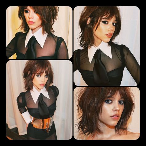 Bob Wolfcut With Bangs, Shaggy Straight Haircuts, Choppy Haircuts For Straight Hair, Goth Bob Hair, Edgy Straight Hair, Shaggy Shoulder Length Hair Straight, Hairstyles 2023 Trends Medium With Bangs, Shoulder Length Hair Textured, Jenna Ortega Wolf Cut