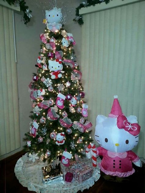 Hello Kitty Christmas Tree Hello Kitty Christmas Tree, Hello Kitty Room Decor, Hello Kitty Rooms, Kitty Christmas, Hello Kitty Themes, Kawaii Christmas, Christmas Themes Decorations, Hello Kitty Christmas, Hello Kitty Drawing