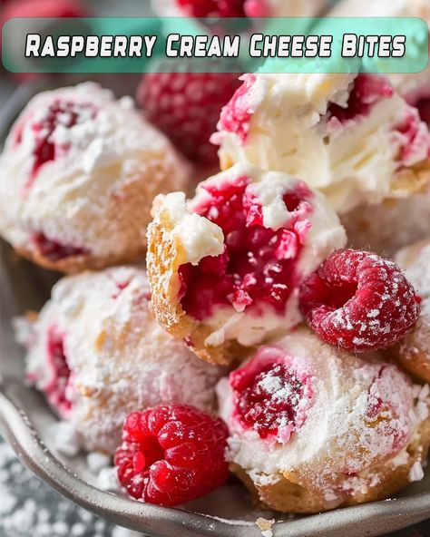 Raspberry Cream Cheese Bites – Foodyhealthylife Raspberry Cream Cheese Bites, Cream Cheese Balls, Shrimp Scampi Zoodles, Honey Lemon Salmon, Cream Cheese Bites, Raspberry Cheesecake Bites, Dessert Pies, Raspberry Cream Cheese, Cream Cheese Ball