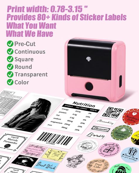 👍【 Inkless Printer 】- Thermal printer no need any dyes, Save money, greener. Each label costs less than $0.014.
👍【 Smart APP 】- Support photo literacy (OCR) and voice input. 1D/2D codes can be generated online. No registration required.
👍【 Multifunction Labeler 】- We have preset quick templates and custom logos for all industries, One-click printing barcodes, QR codes, addresses, labels, ingredients, prices, photos... Sticker Maker Machine, Best Label Maker, Mini Sticker Printer, Address Logo, Computer Tables, Barcode Label, Label Makers, Label Maker Machine, Tables Design