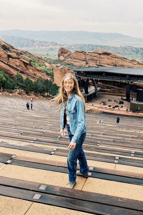 See what it's like to visit the Red Rocks Amphitheater & Museum when you visit the link of this pin! #redrocksamphitheater #rederocks #visitingredrocks #redrocksmusicvenue #redrocksconcertvenue #outdoorconcertincolorado #outdoorconcertvenueincolorado #visitredrocksamphitheater Red Rocks Amphitheater Outfit, Red Rocks Concert Outfit, Jean On Jean Outfit, Jeans On Jeans Outfit, Jean On Jean, Dreams List, Red Rocks Amphitheater, Trip To Colorado, Concert Outfit Rock