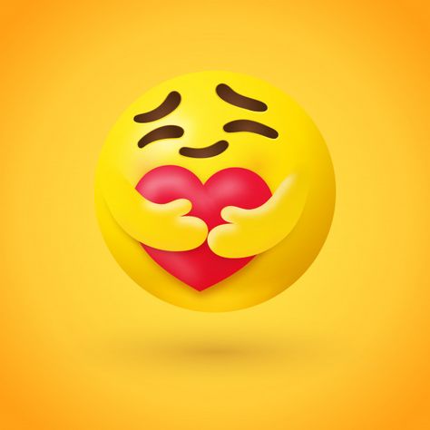 Care emoji hugging a red heart | Premium Vector #Freepik #vector #heart #circle #cartoon #face Care Emoji, Scared Emoji, Emoji Gifts, Emoticons Emojis, Game Wallpaper Iphone, Emoji Pictures, Emoji Images, Emoji Art