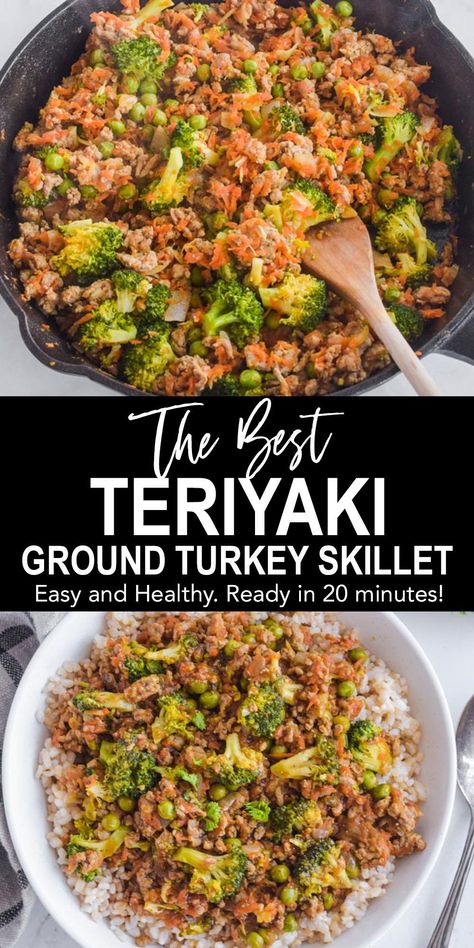 Healthy Stir Fry Recipe, Teriyaki Turkey Rice Bowl, Turkey Rice Bowl, Ground Turkey Skillet, Turkey Skillet, Teriyaki Turkey, Stir Fry Recipes Healthy, Healthy Turkey Recipes, Turkey Rice