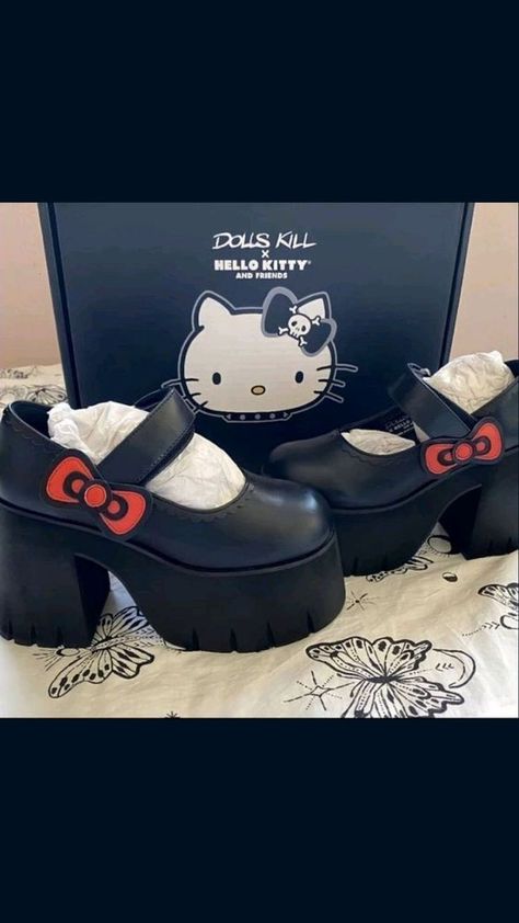 Dolls Kill Shoes, Hello Kitty Shoes, Hello Kitty Items, Aesthetic Shoes, Pretty Shoes, Dolls Kill, Character Shoes, Dance Shoes, Hello Kitty