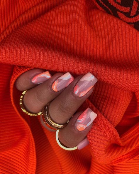 Nails Magaziine on Instagram: “Creative short nail designs ✨ Yey or Ney? 😍💅 Swipe for more 👉👉💅❤️ ✨✨ share with friends & rate these nail looks 1-10? 😍 👉👉👉 Follow…” Best Fall Nail Colors, Color Durazno, Uk Nails, Funky Nail Art, Peach Sorbet, Autumn Nail, Short Square Nails, Fall Acrylic Nails, Acrylic Nails Coffin Pink