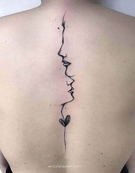 Face To Face Tattoo, No Line Tattoos, Like Art Tattoo, Tattoos Of Faces, Make Up Artist Tattoos Ideas, Two Faces Tattoo, Two Face Tattoo, Faces Tattoo, Tiny Tattoos With Meaning