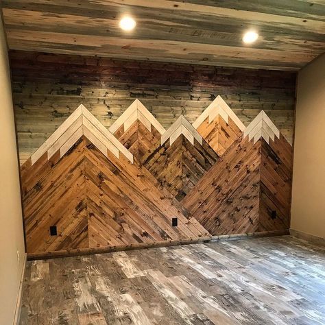 Wood Wall Decor Ideas, Wood Wall Design, Barn Wood Projects, Wood Accent Wall, Wall Decor Ideas, Sunset Wall Art, Rustic Wall Art, Instagram Look, Rustic Bedroom