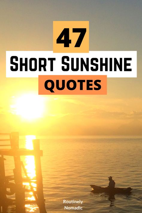 Did you just have the most amazing time in the sunshine and are now looking for the perfect short quotes about sunshine for Instagram or inspiration? Here are the best short sunshine quotes. Find the one that fits your experience, photo or just inspires you! Quote On Sunshine, Quotes About Sun Light, Need Sunshine Quotes Funny, Short Quotes Sunshine, Make Your Own Sunshine Quotes, Sunshine Smile Quote, Live In The Sunshine Quote, Sunshine Vibes Quotes, Enjoy The Sunshine Quotes