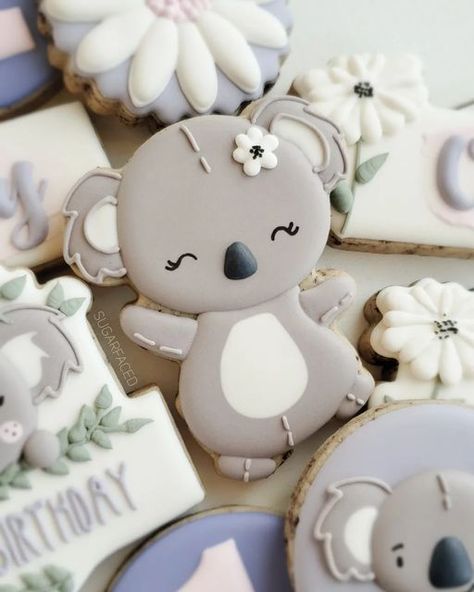 Koala Cookies Royal Icing, Koala Cookies, Koala Birthday, Future Mommy, Bear Cookies, Baby Koala, Bear Birthday, Icing Cookies, Lets Celebrate