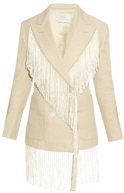 33 Fringe Pieces to Shake Up Your Look This Spring Linen Blazers Women, Diy Jacket, Fringe Jacket, Cotton Blazer, Linen Jacket, Double Breasted Jacket, White Jacket, White Blazer, Linen Blazer