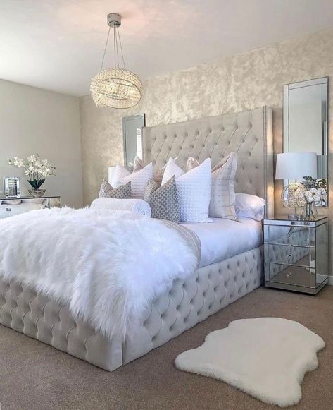 Chesterfield Headboard, Luxury Duvet Cover, White Room Decor, Pink Bedroom Decor, Classy Bedroom, Wingback Bed, Room Redesign, Redecorate Bedroom, Gq Magazine