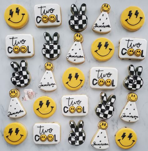 Two Cool Cupcakes, Two Cool Party Theme, Two Cool Smiley Birthday, 2 Themed Birthday Party Boy, 2 Cool Birthday Cake, Two Cool Birthday Party Theme, Two Cool Birthday Cookies, Rad Birthday Theme, Two Birthday Party Boy