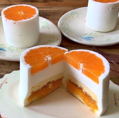 Orange petite cake by @tamameotooo Orange Cake, Ice Cream Cake, Pretty Food, Just Desserts, Cooking And Baking, Love Food, Chocolate Cake, Delicious Desserts, Cupcake Cakes