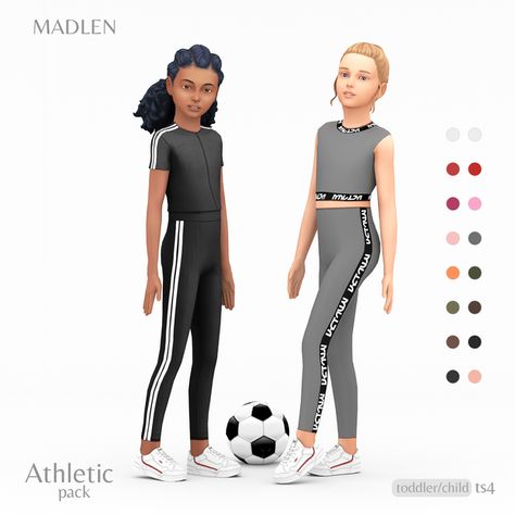 Athletic Pack for Kids | Madlen on Patreon Lotes The Sims 4, Sims 4 Toddler Clothes, Sims Baby, Sims 4 Cc Kids Clothing, The Sims 4 Pc, Pelo Sims, The Sims 4 Packs, Sims 4 Children, Sims 4 Mm Cc