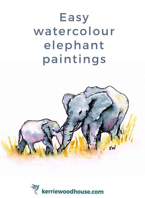 Painting Elephant Easy, Elephant Painting Simple, Watercolour Elephant, Elephant Paintings, Paint Therapy, Watercolour Markers, Learn Painting, Easy Painting Projects, Elephant Watercolor