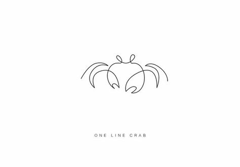 One Line Animals, Crab Tattoo, One Line Tattoo, Sunset Tattoos, Horoscope Tattoos, M Tattoos, Zodiac Tattoos, Little Tattoos, Line Tattoos