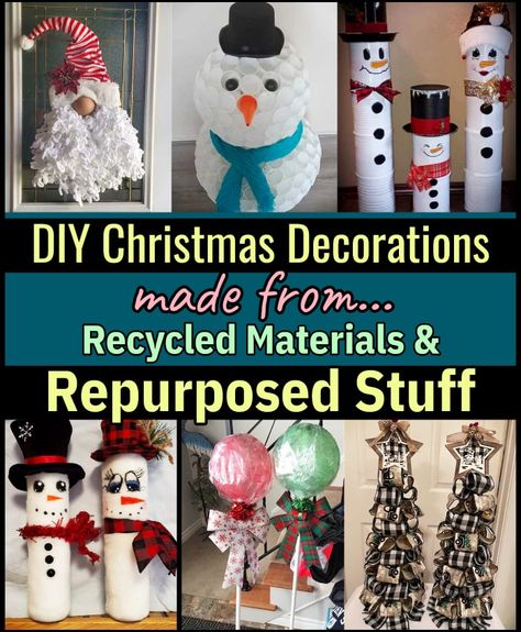 Repurposed Items For Christmas Decor, Recyclable Ornaments Craft Ideas, Pop Can Christmas Ornaments, Upcycle For Christmas, Diy Christmas Decorations Using Recycled Materials, Ornaments Made From Recycled Materials, Recycled Christmas Tree Ornaments, Christmas Ornaments From Recycled Items, 2 Liter Bottle Crafts Christmas