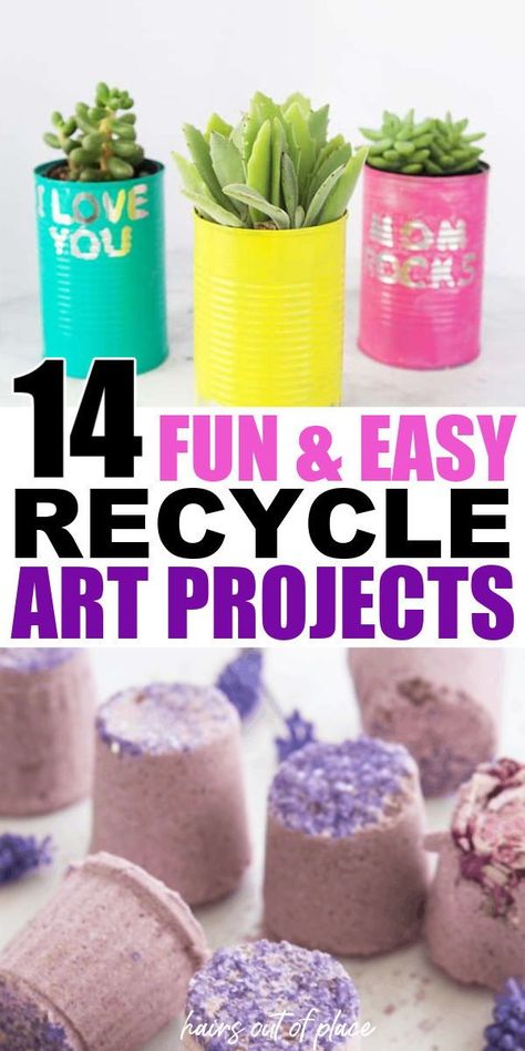 Crating recycle art projects is a fun and easy way to have fun, make inexpensive crafts, and also help to keep some of our common household extras out of the landfill. Here are 14 awesome and easy recycle art project ideas to keep you busy and creative! Recycle Crafts For Kids, Recycled Crafts Upcycling, Recycle Art Projects, Easy Recycled Crafts, Useful Crafts, Recycle Crafts Diy, Diy Recycled Projects, Recycled Crafts Kids, Teen Crafts