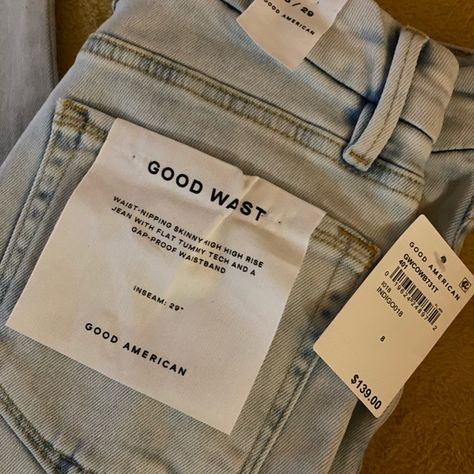 Good American Good Waist jeans Good Jeans, Good American Jeans, American Denim, Flat Tummy, All American, Waist Jeans, Best Jeans, Good American, High Rise Jeans