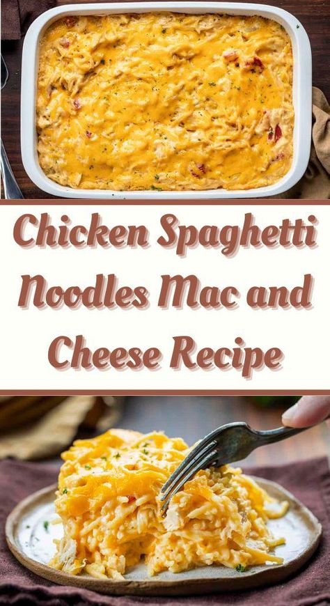 Chicken Spaghetti Noodles Mac and Cheese Recipe - TASTYDONE Noodles Mac And Cheese Recipe, Noodles Mac And Cheese, Mac And Cheese Spaghetti, Spaghetti Mac And Cheese, Recipes With Spaghetti Noodles, Chicken And Tomatoes, Chicken Mac And Cheese, Cheese Spaghetti, Mac And Cheese Recipe