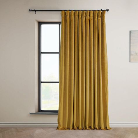 Sophomore Gold Extra Wide Signature Plush Velvet Hotel Blackout Curtain Extra Wide Curtains, Linen Blackout Curtains, Half Price Drapes, Wide Curtains, Curtains For Bedroom, Darkening Curtains, Velvet Curtains, Rod Pocket Curtains, Room Darkening Curtains