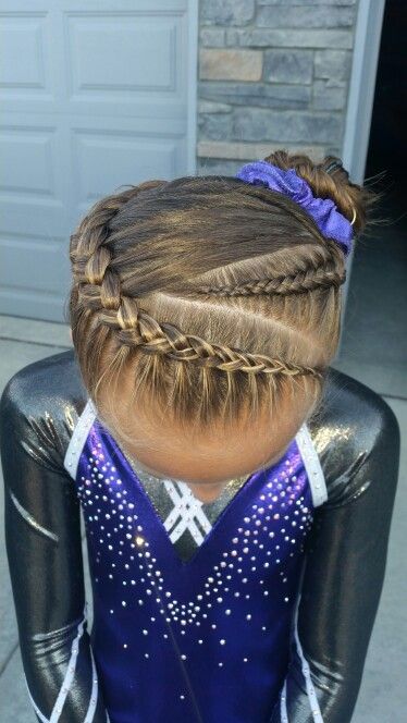 Gymnastics hair. Braids.                                                                                                                                                                                 More Gymnastics Hair For Practice, Gymnastics Hairstyles For Practice, Gymnastics Hairstyle, Gymnast Hair, Gymnastics Meet Hair, Competition Hair, Gymnastics Hair, Cheer Hair, Sport Hair