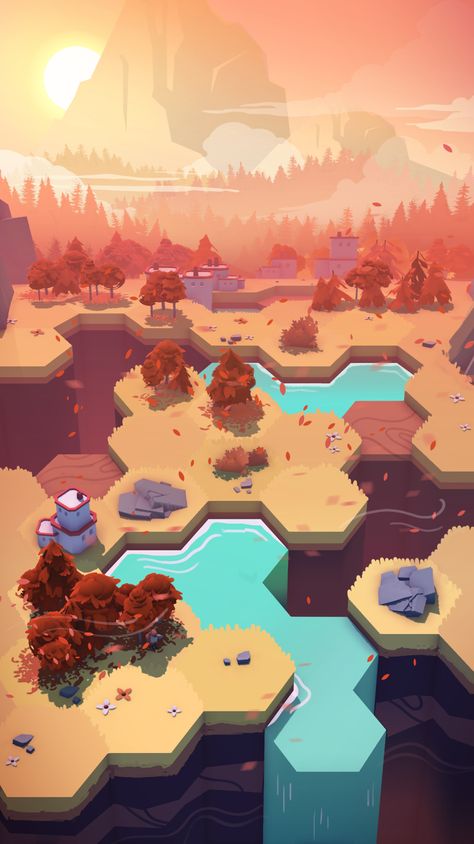 Hexagon Game, Game Art Environment, Bg Design, Low Poly Games, 2d Game Art, Video Game Design, Isometric Art, Dashboard Ui, Game Environment