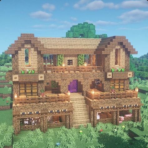 Minecraft Two Player House, Casa No Minecraft, Minecraft Survival Base Ideas, Minecraft Base Ideas Survival, Minecraft Survival Base, Minecraft Base Ideas, Chalet Minecraft, Minecraft Wooden House, Minecraft Cool