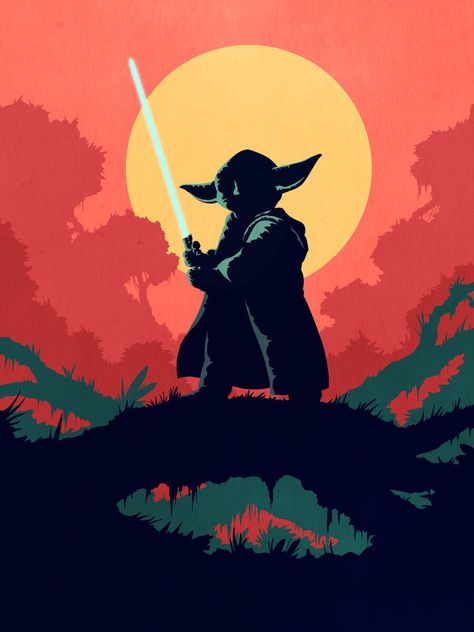 Author JoenSo #StarWars #Jedi #Art #Yoda #Picture Yoda Artwork, Yoda Poster, Star Wars Silhouette, Star Wars Poster Art, Starwars Jedi, Yoda Art, Tufting Rug, Jedi Art, Star Wars Painting